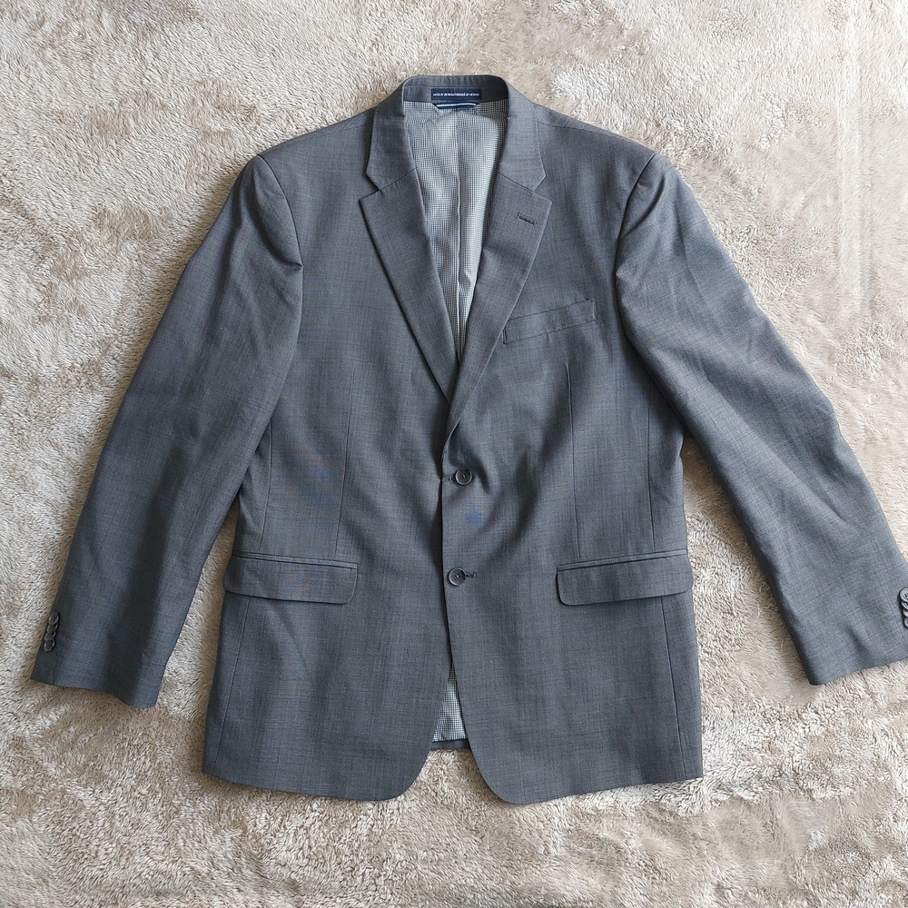Tommy Hilfiger Men's Gray Wool Lined Structured Blazer Sports Coat | 42R